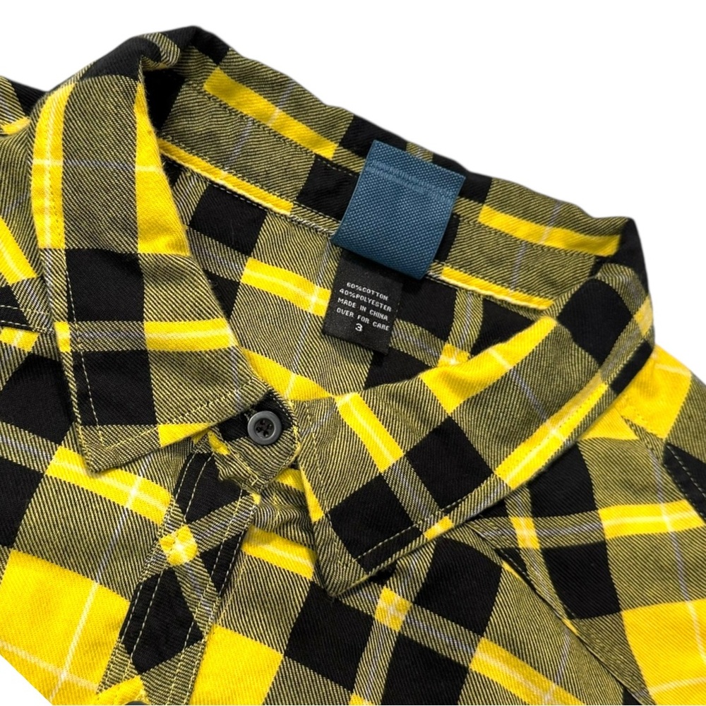 Harry Potter Hufflepuff Yellow‎ and Black Plaid Shirt Size 3 - Picture 4 of 7